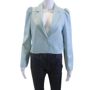 Cami, Women Blazer Light Blue Collared Long Sleeve Button 55% PU Size S